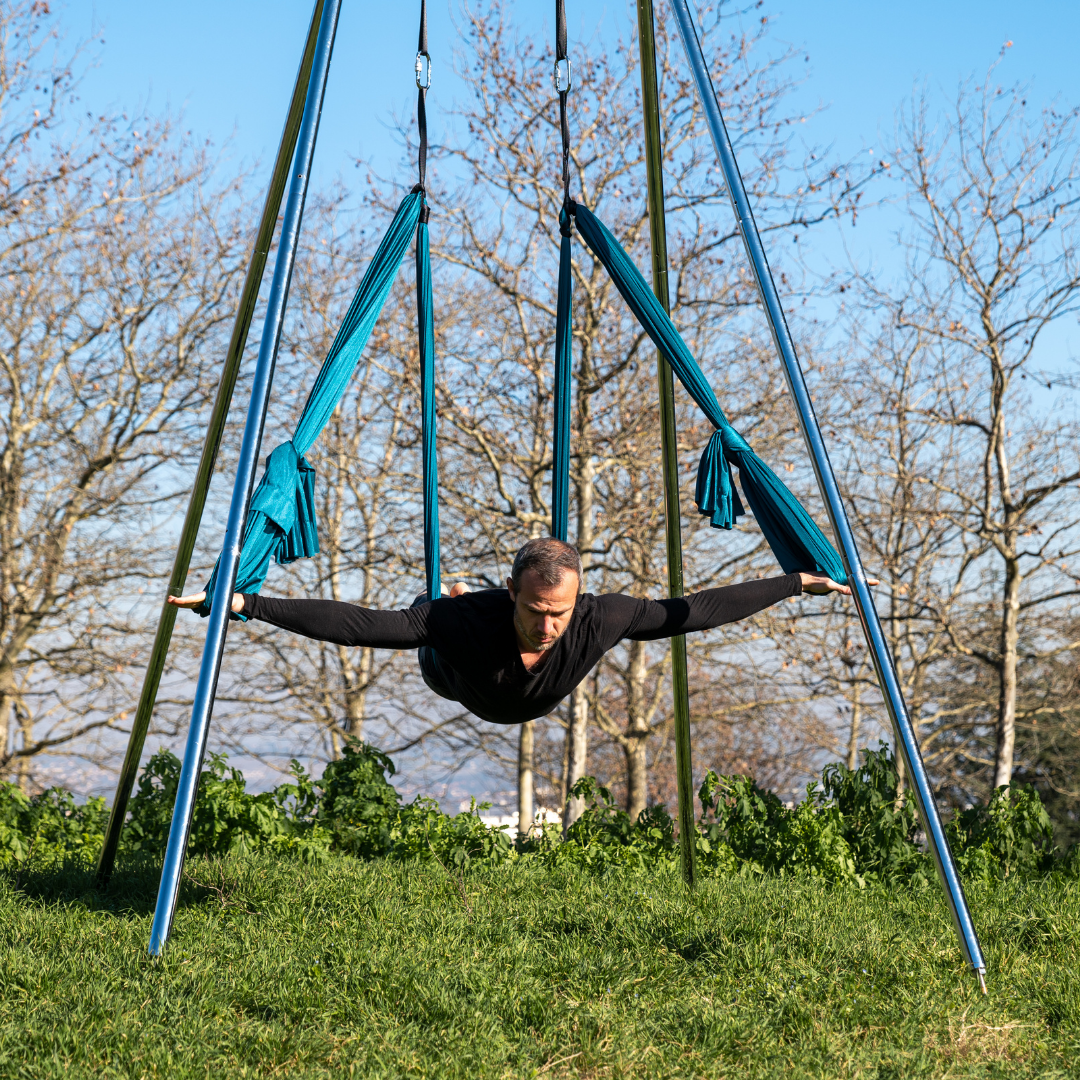 Kit complet 5m avec étriers yoga aérien vert forêt - OYA YOGA